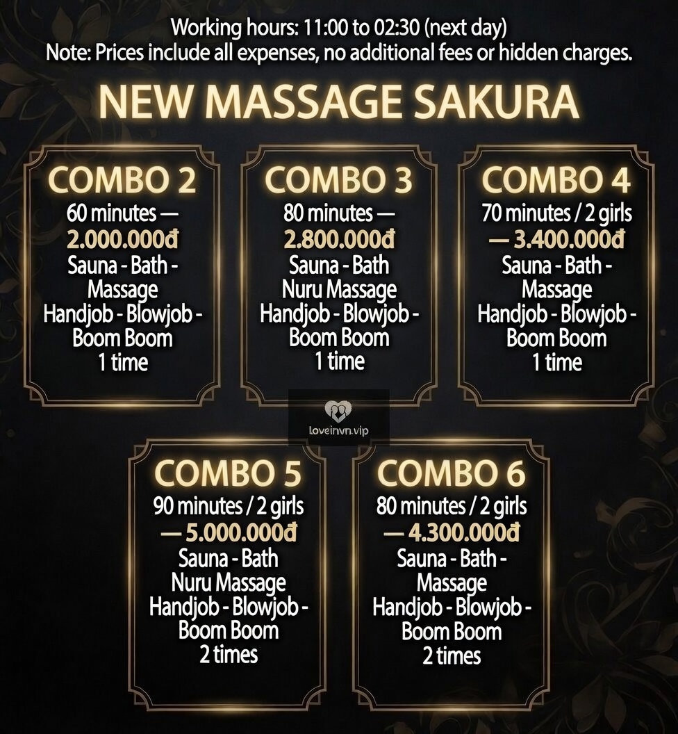 New Sakura Massage Da Nang — VIP menu English